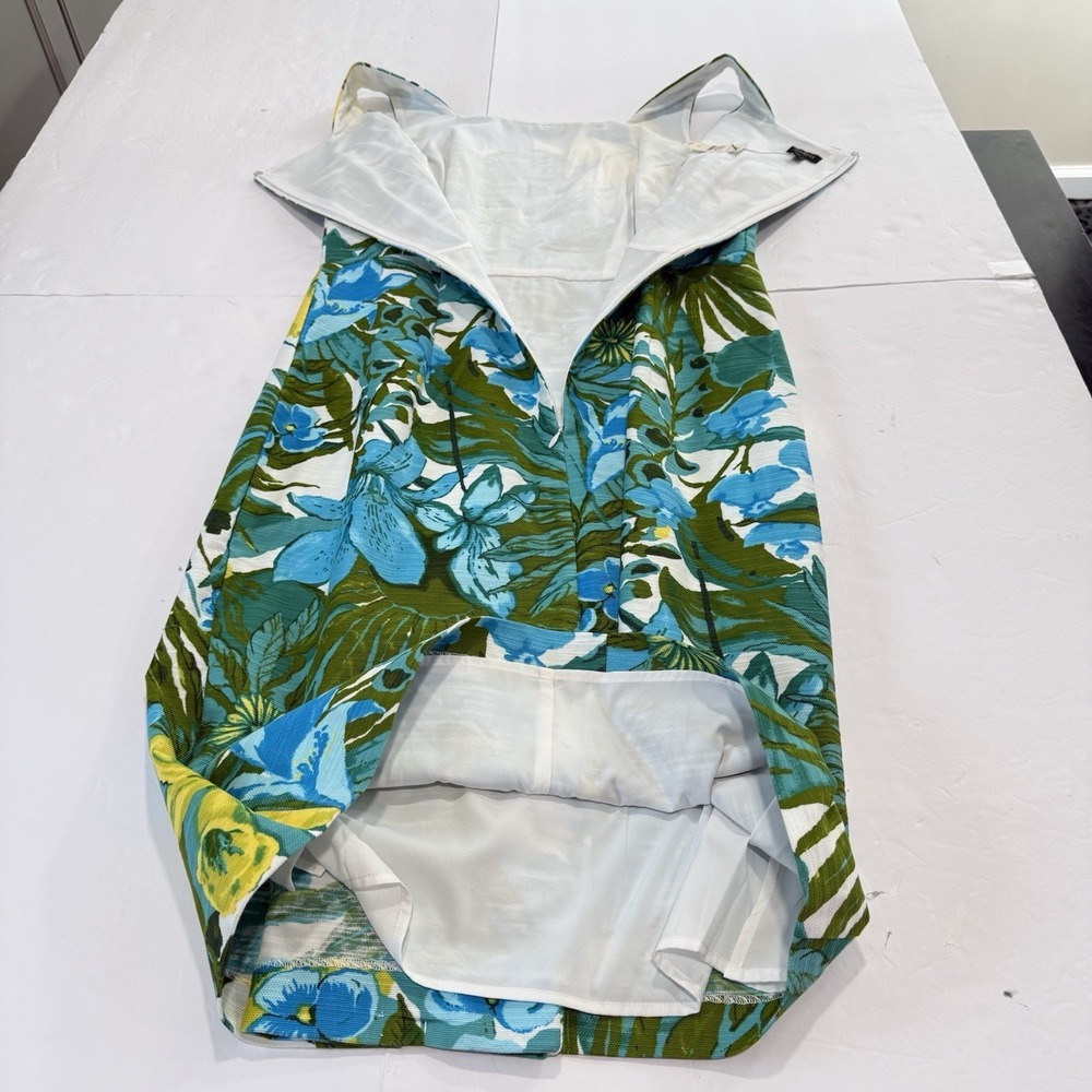 Talbots Retro Tropical Floral Textured Cotton Sleeveless Sheath Dress Size 10 - Picture 7 of 11